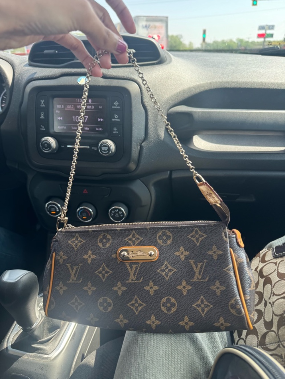 Louis Vuitton Brown Monogram Mini Shoulder Bag with Gold Chain